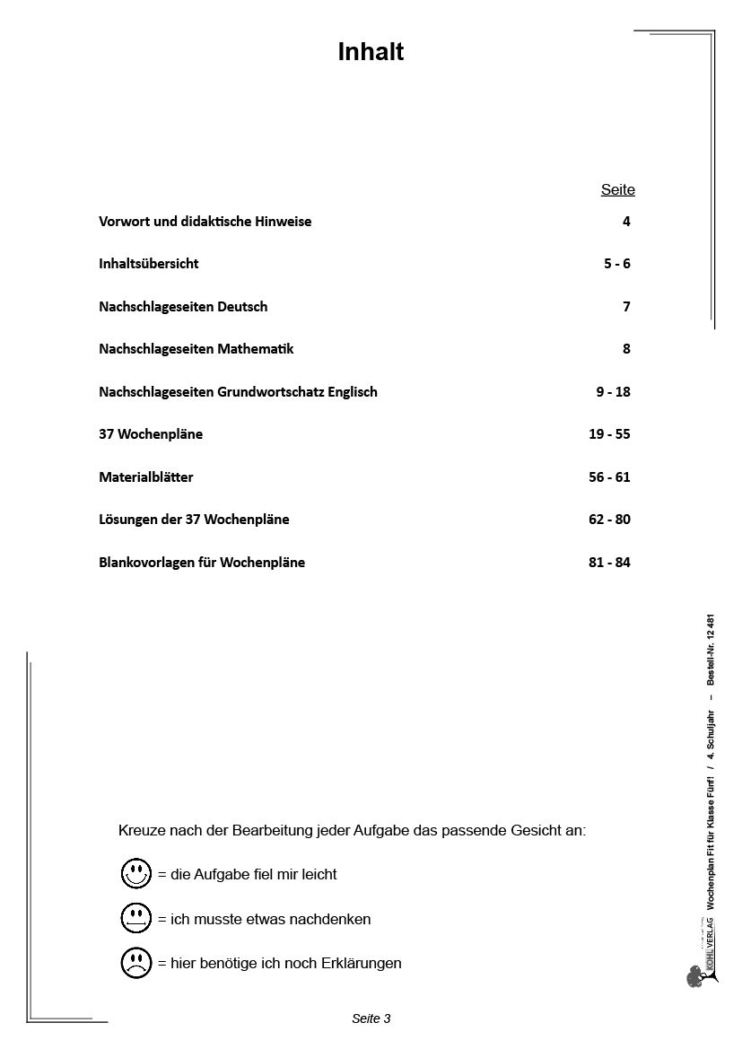 Wochenplan Fit F R Klasse F Nf