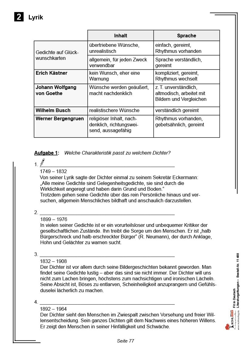 Fit In Deutsch Literaturgattungen