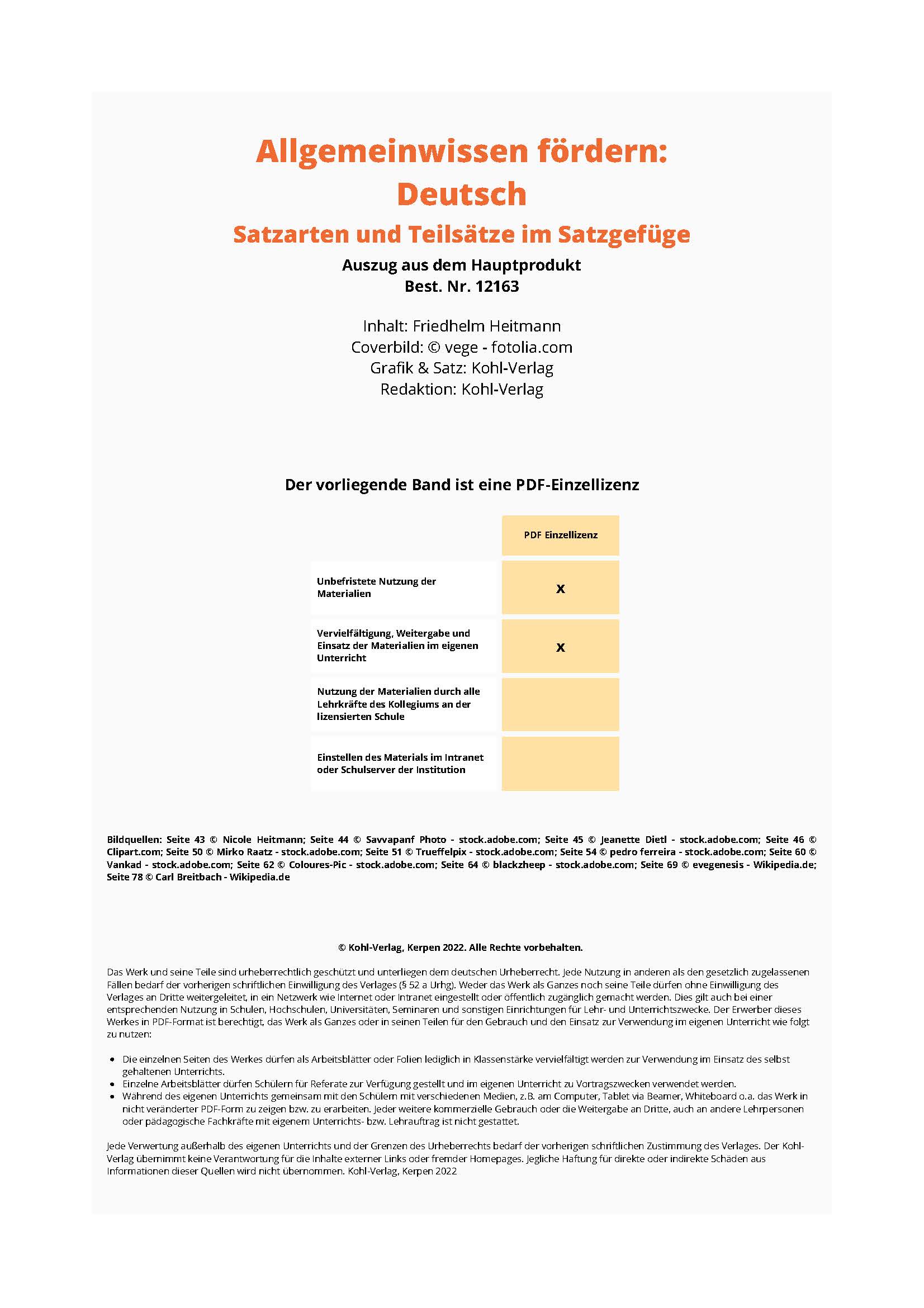 Allgemeinwissen fördern DEUTSCH: Satzarten und Teilsätze im Satzgefüge