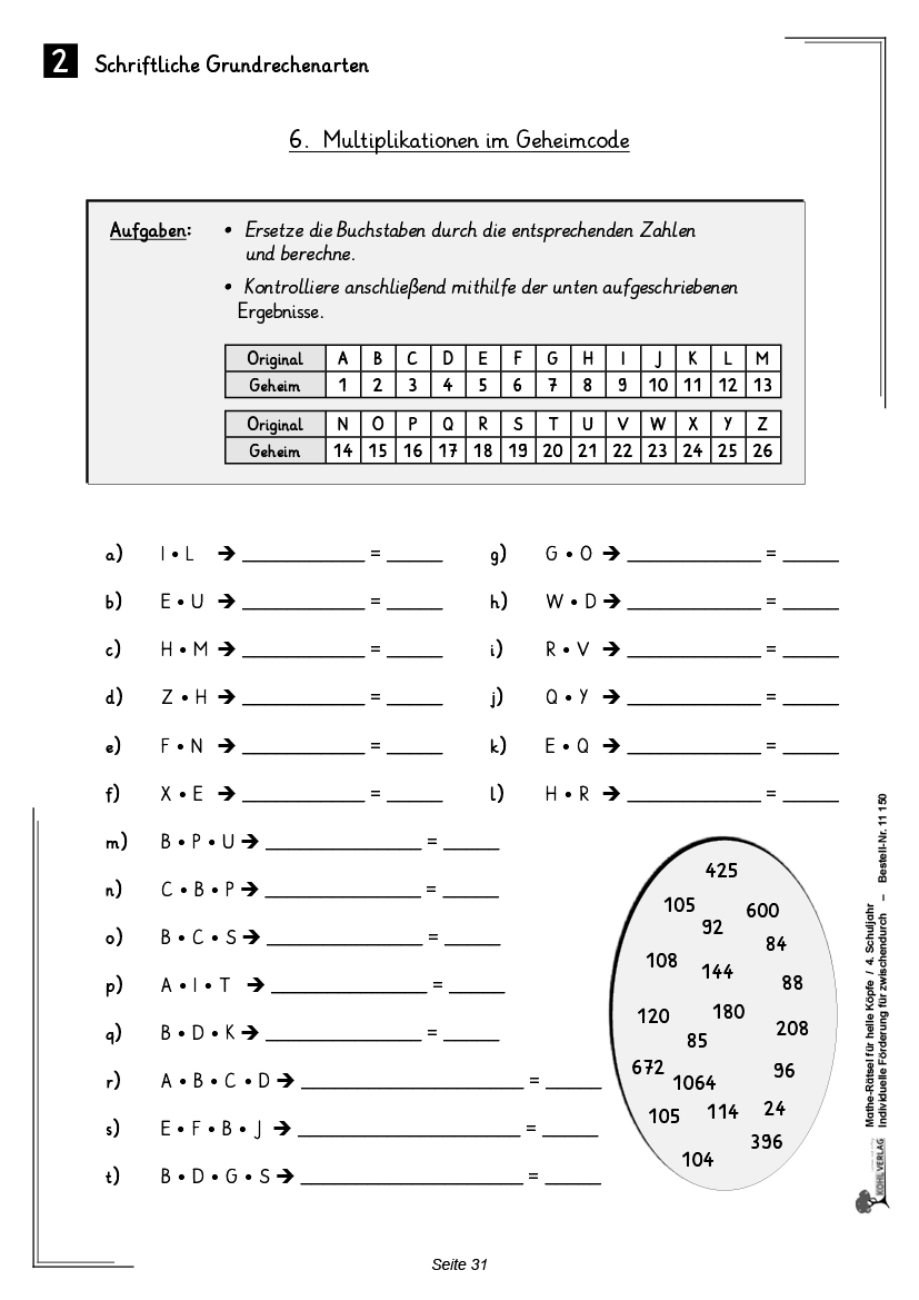 Mathe-Rätsel für helle Köpfe / Klasse 4