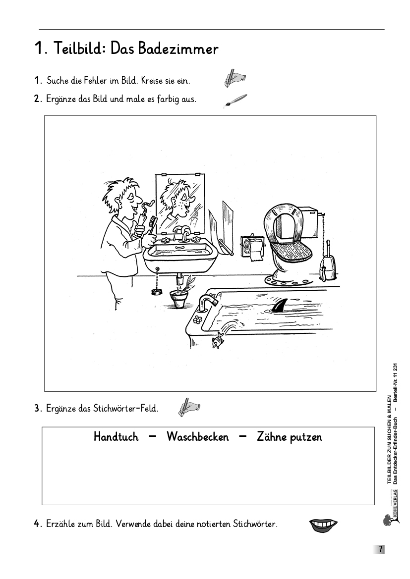 Teilbilder zum Suchen und Malen