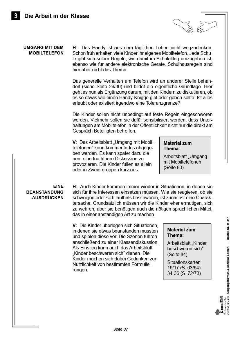 Umgangsformen & soziales Lernen - Respektvolles Miteinander kann man