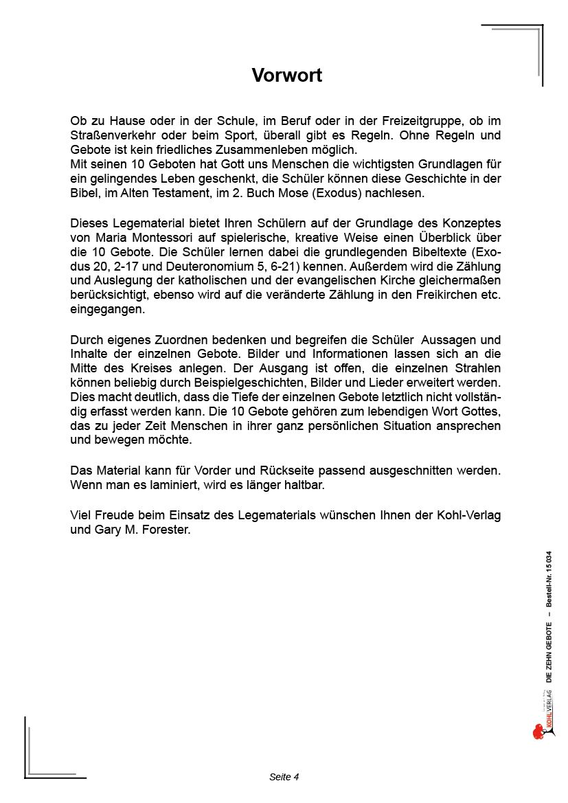 Die zehn Gebote - Legematerial in Kreisform